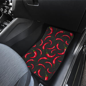 Chili Peppers Pattern Black Background  Front Car Mats