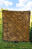 Cocoa Beans Tribal Polynesian Pattern Background Premium Quilt