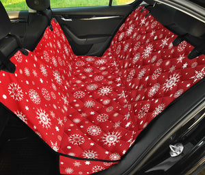 Snowflake Pattern Red Background Dog Car Seat Covers