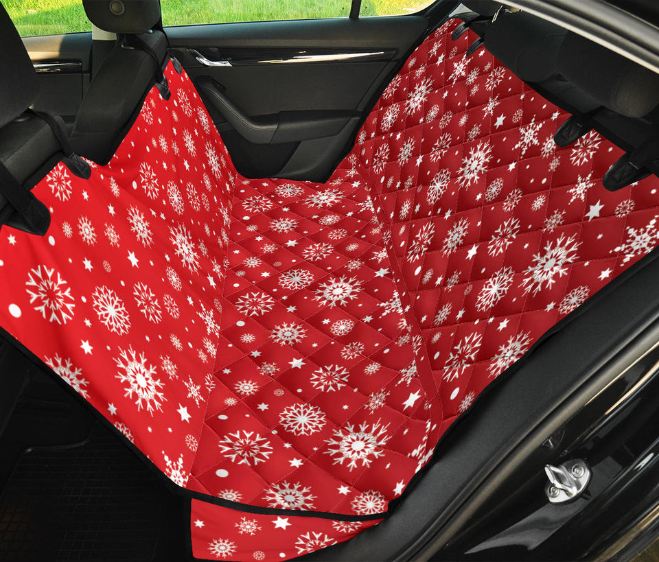 Snowflake Pattern Red Background Dog Car Seat Covers