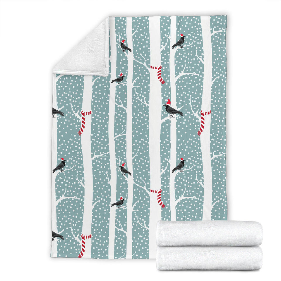 Crows Christmas Hat Scarf Premium Blanket