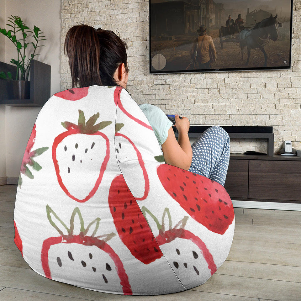 Watercolor Hand Drawn Beautiful Strawberry Pattern Bean Bag Cover