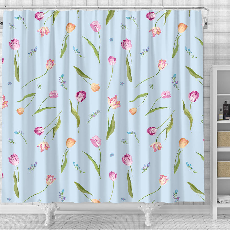 Watercolor Tulips Pattern Shower Curtain Fulfilled In US