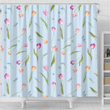 Watercolor Tulips Pattern Shower Curtain Fulfilled In US