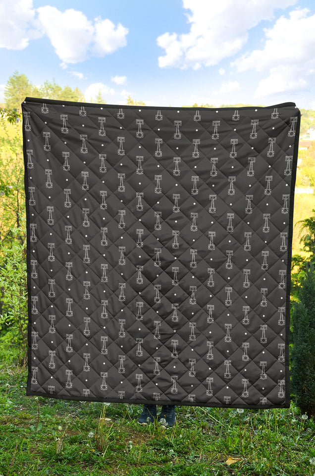 Engine Piston Black Background Pattern Print Design 02 Premium Quilt