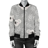 Cute Koala Leaves Pattern Women'S Bomber Jacket