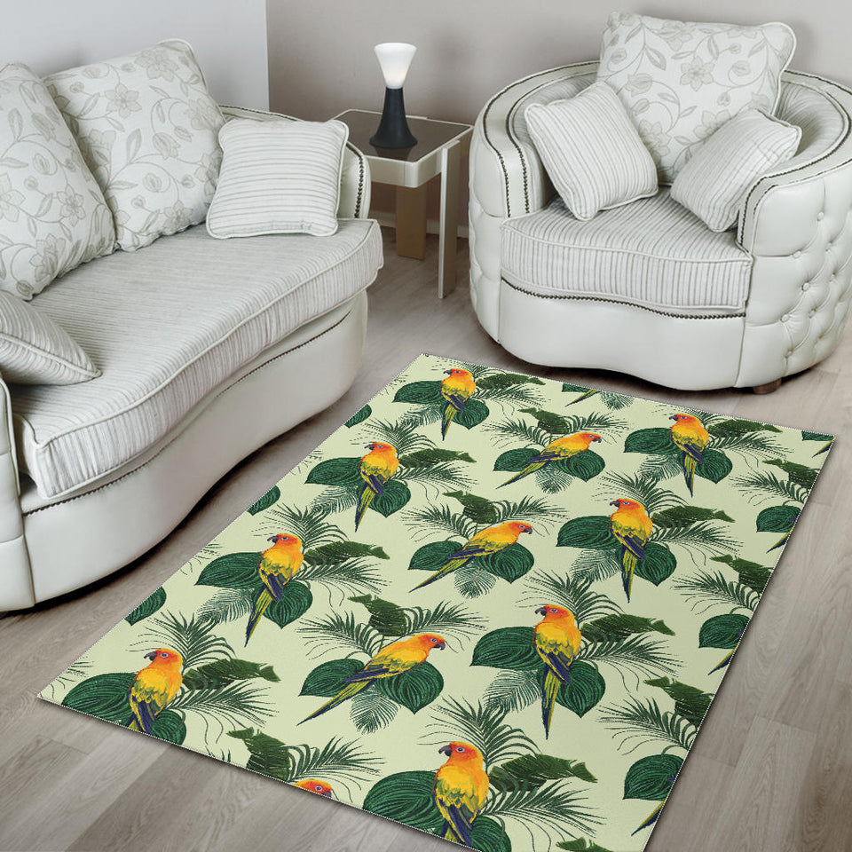 Beautiful Parrot Palm Leaves Pattern Area Rug