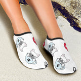 French Bulldog Cup Paw Pattern Aqua Shoes