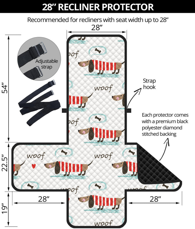 Cute dachshund bone pattern Recliner Cover Protector