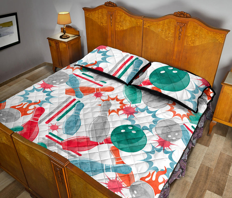 Watercolor bowling pattern Quilt Bed Set