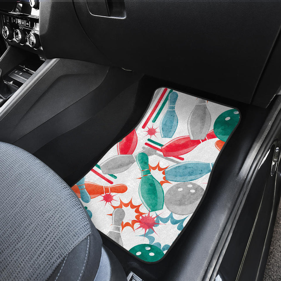 Watercolor Bowling Pattern Front And Back Car Mats