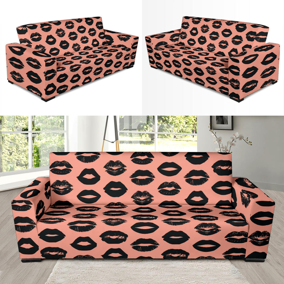 Lips Pattern Print Design 02 Sofa Slipcover