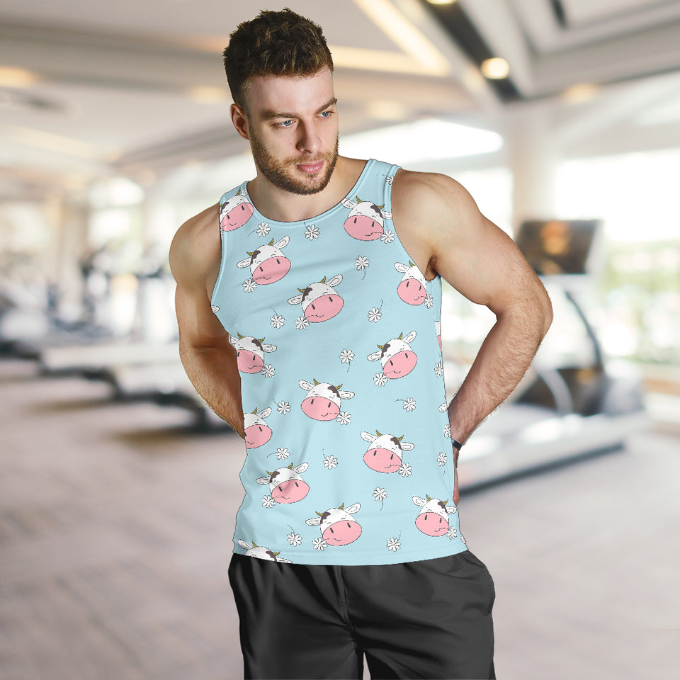Cute cow flower pattern Men Tank Top