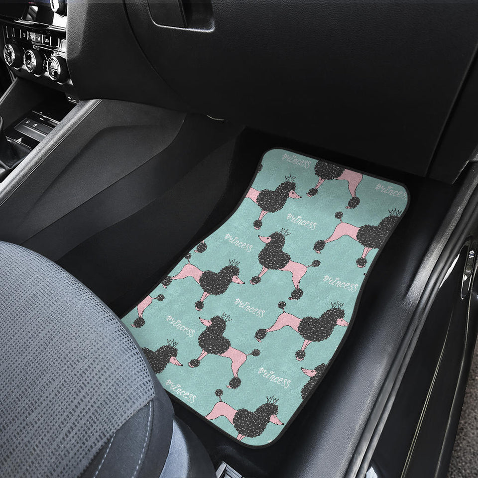 Poodle Dog Green Background Front And Back Car Mats