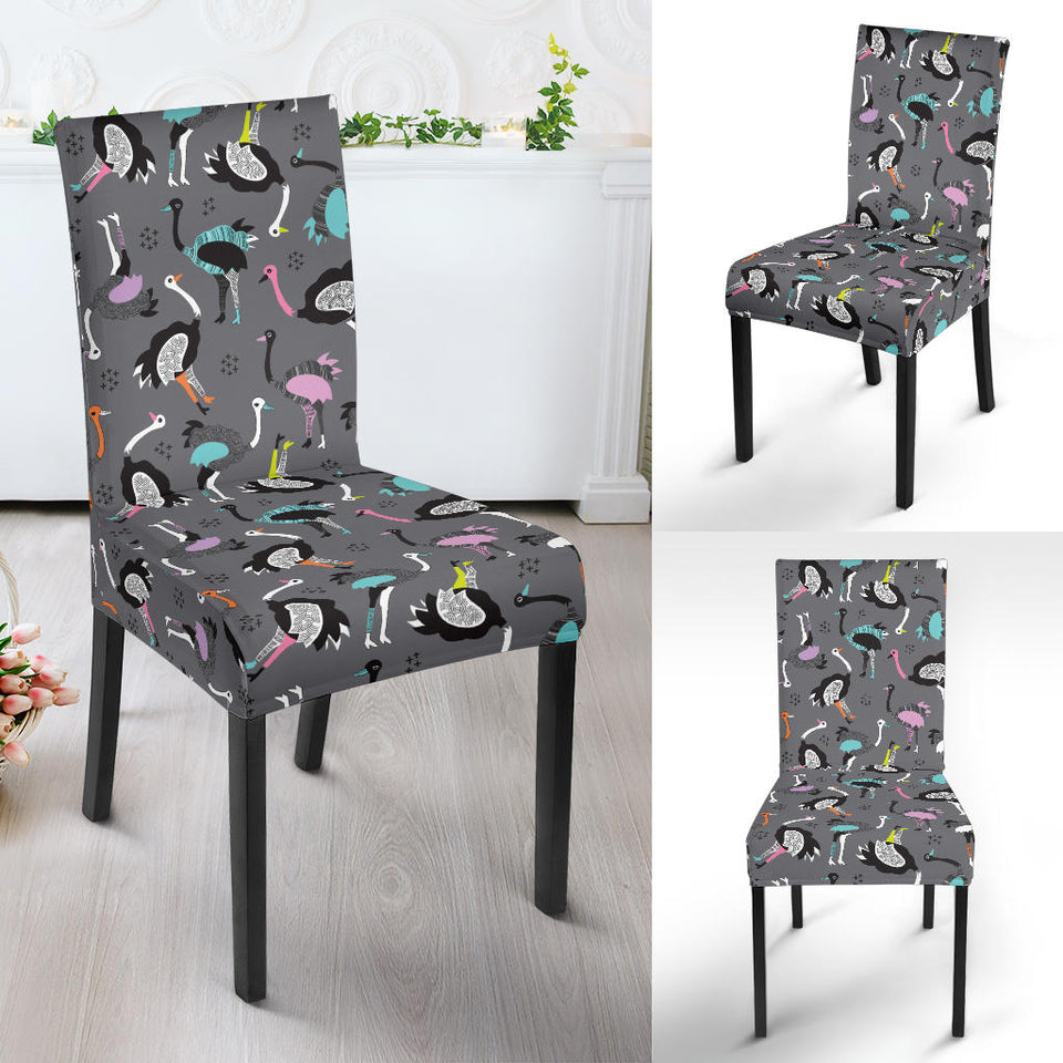 Ostrich Pattern Print Design 01 Dining Chair Slipcover