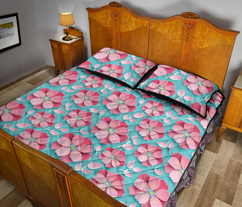 3D sakura cherry blossom pattern Quilt Bed Set
