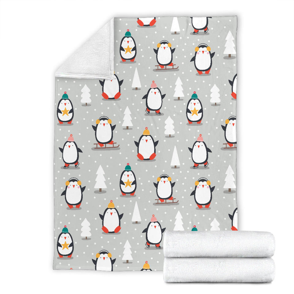 Cute Penguin Christmas Pattern Premium Blanket