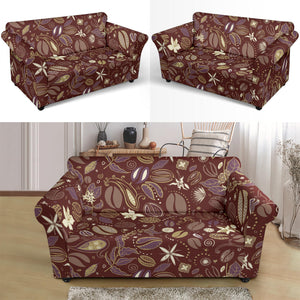 Coffee Bean Flower Pattern Loveseat Couch Slipcover