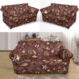 Coffee Bean Flower Pattern Loveseat Couch Slipcover