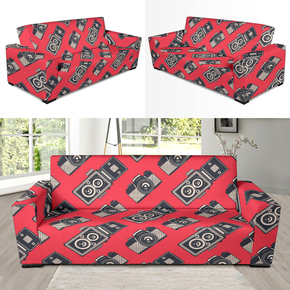 Camera Pattern Print Design 05 Sofa Slipcover