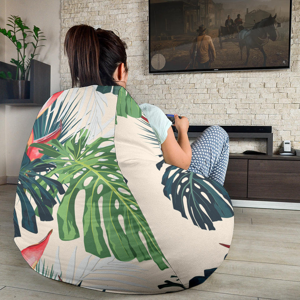 Heliconia Flowers, Palm And Monstera Leaves Bean Bag Cover