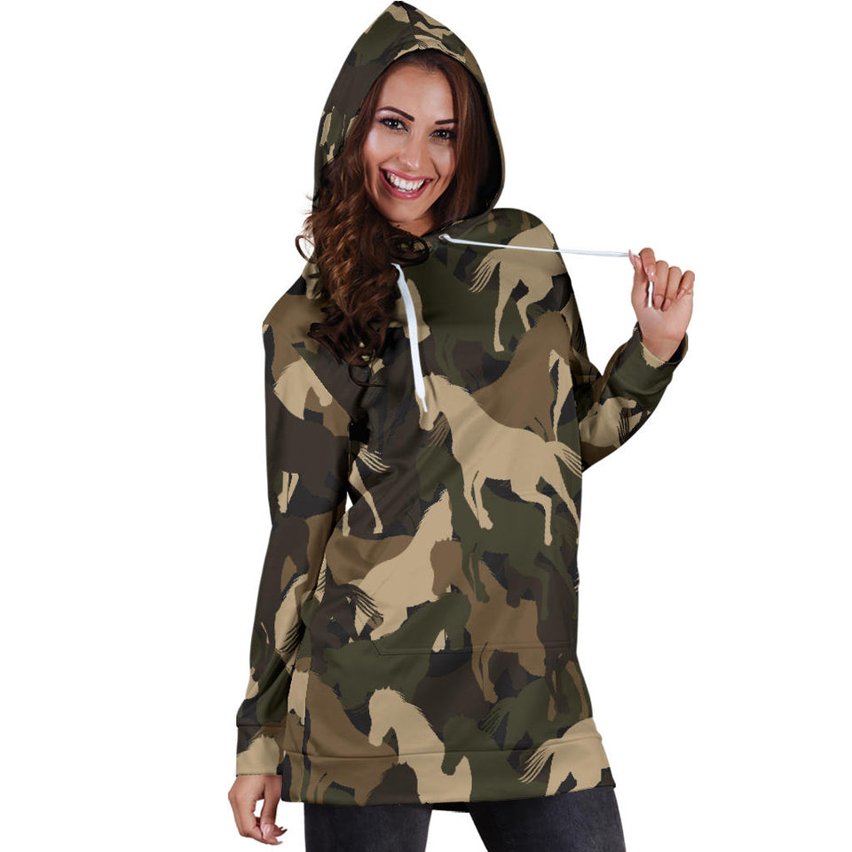 Horse Camo Camouflage Pattern Women'S Hoodie Dress
