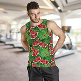Watermelons tropical palm leaves pattern background Men Tank Top