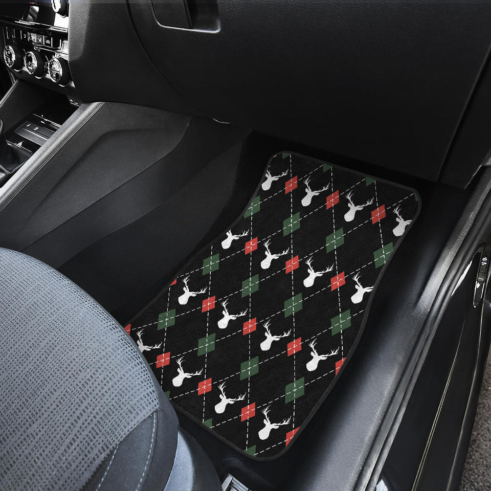 Deer Christmas New Year Pattern Argyle Front And Back Car Mats