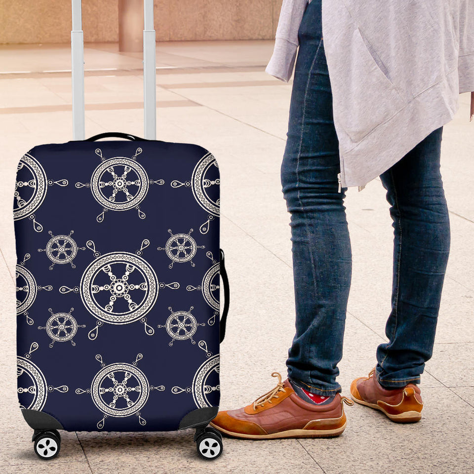 Nautical Steering Wheel Design Pattern Luggage Covers