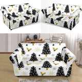 Christmas Tree Holly Snow Star Pattern Loveseat Couch Slipcover