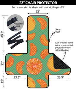 orange fruit pattern green background Chair Cover Protector