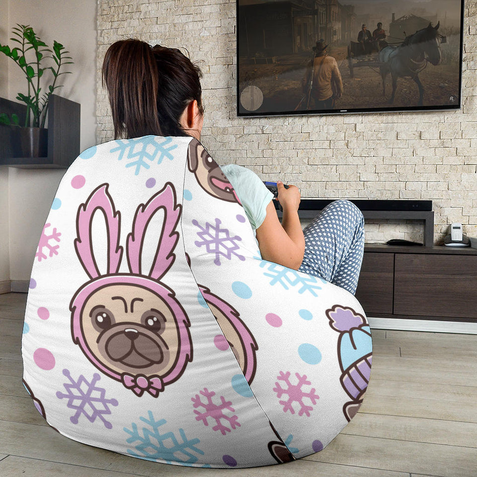 Cute Pug Hat Rabbit Costume Pattern Bean Bag Cover