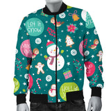 Snowman Bird Decorative Elements Christmas Pattern Men'S Bomber Jacket