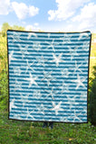 Starfish Blue Blackground Premium Quilt