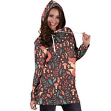 Fox Leaves Mushroom Pattern Women'S Hoodie Dress