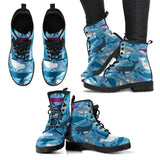 Whale Design Pattern Leather Boots