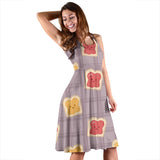 Bread Toast Pattern Print Design 05 Sleeveless Midi Dress