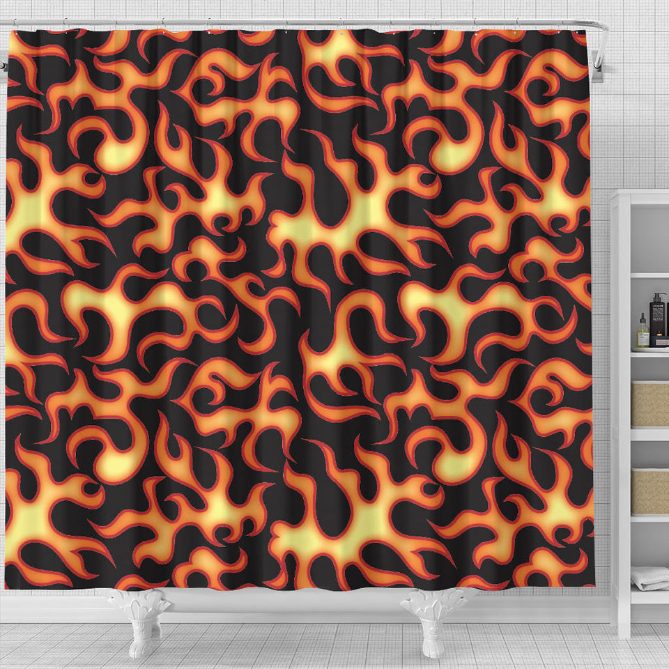 Fire Flame Dark Pattern Shower Curtain Fulfilled In US