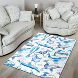 Watercolor Dolphin Pattern Area Rug