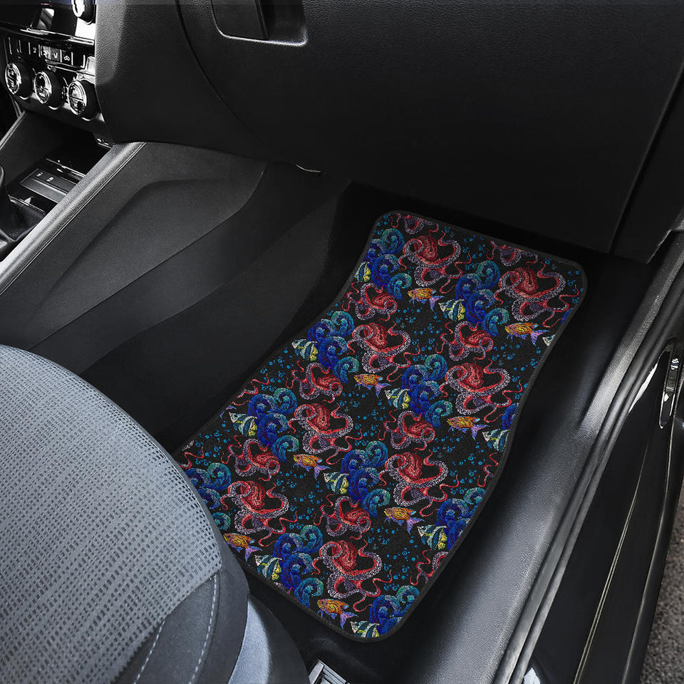 Octopus Sea Wave Tropical Fishe Pattern Front Car Mats