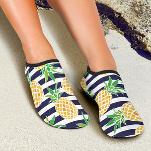 Pineapples Pattern Striped Background Aqua Shoes