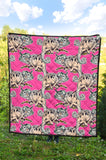 Chameleon Lizard Pattern Pink Background Premium Quilt