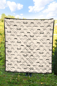 Mustache Beard Pattern Print Design 05 Premium Quilt