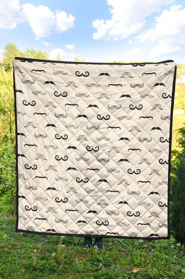 Mustache Beard Pattern Print Design 05 Premium Quilt