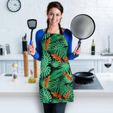 Heliconia Flower Palm Monstera Leaves Black Background Adjustable Apron