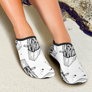 Hand Drawn French Fries Pattern Aqua Shoes