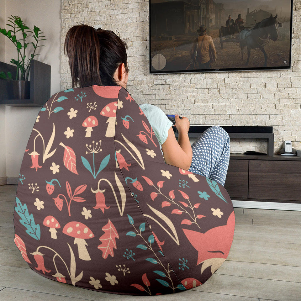 Fox Leaves Mushroom Pattern Bean Bag Cover