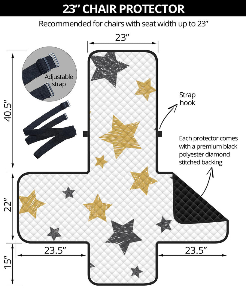 hand drawn gold black star pattern Chair Cover Protector