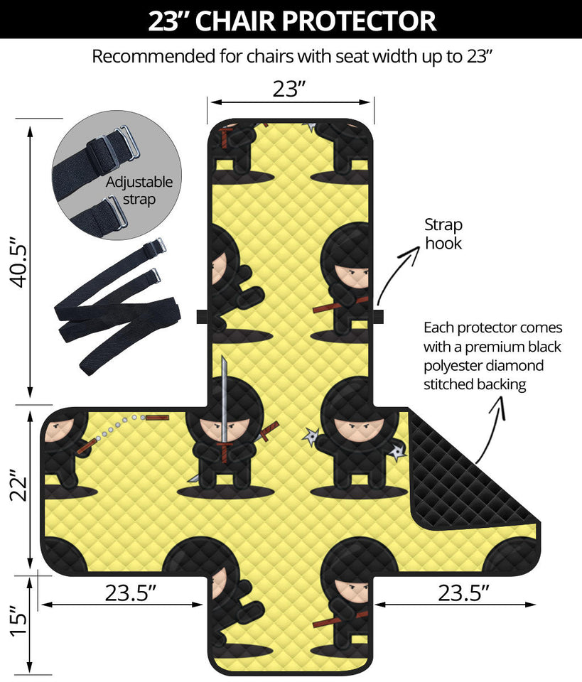 Cute ninja yellow background Chair Cover Protector