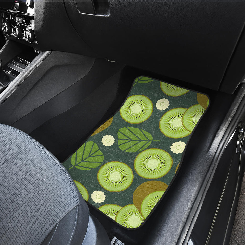 Whole Sliced Kiwi Leave And Flower Front And Back Car Mats